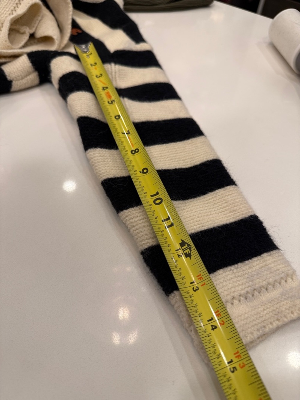 Celine Black & Cream Striped Cropped Polo Sweater - Some Discoloration - Picture 11 of 12